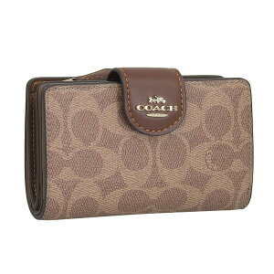コーチ 財布 レディース 二つ折り財布 アウトレット カーキ×ブラウン MDM CRNR ZP SIG CW786IMXHE COACH