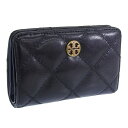 トリーバーチ 財布 レディース 二つ折り財布 アウトレット レザー ブラック WILLA MATTE MEDIUM WALLET 150077-001 TORY BURCH