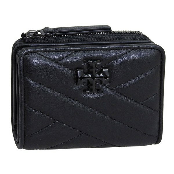 トリーバーチ 財布 レディース 二つ折り財布 アウトレット OS レザー ブラック KIRA CHEVRON POWDER COATED BI-FOLD WALLET 155554-001 TORY BURCH