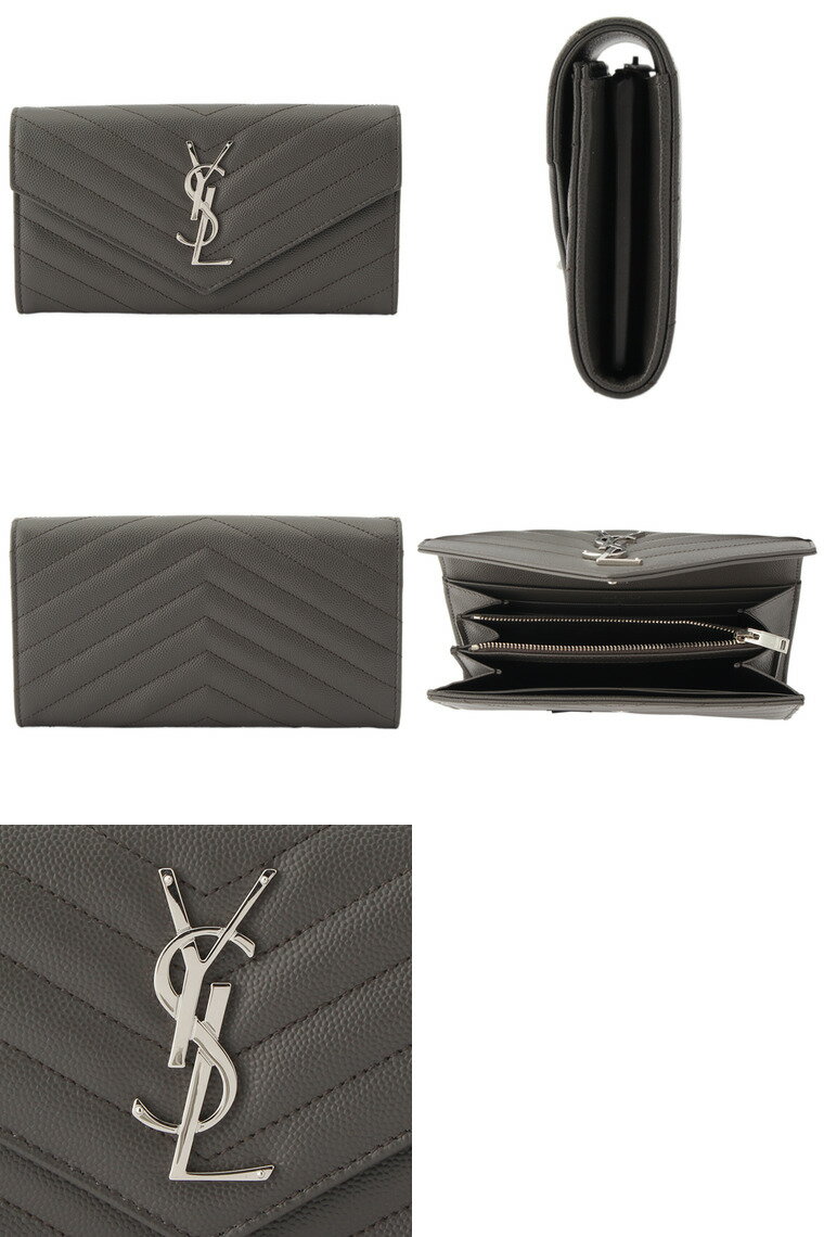 サンローラン SAINT LAURENT モノグラム 二つ折り長財布 アースグレー 372264bow022034-zz