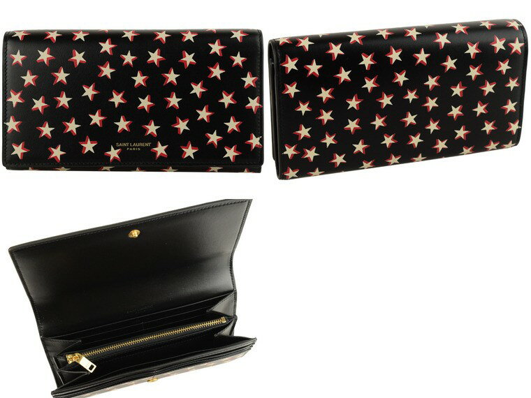 サンローラン SAINT LAURENT PARIS 二つ折り長財布 YSL 星 アウトレット 3722670b85j1092-zz
