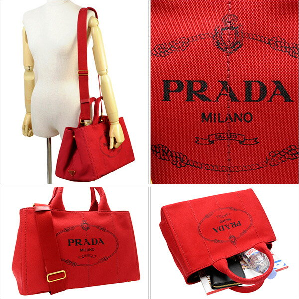 プラダ バッグ PRADA BAG カナパ CANAPA 2WAYトートバッグ レッド キャンバス 1bg642canapa-ross