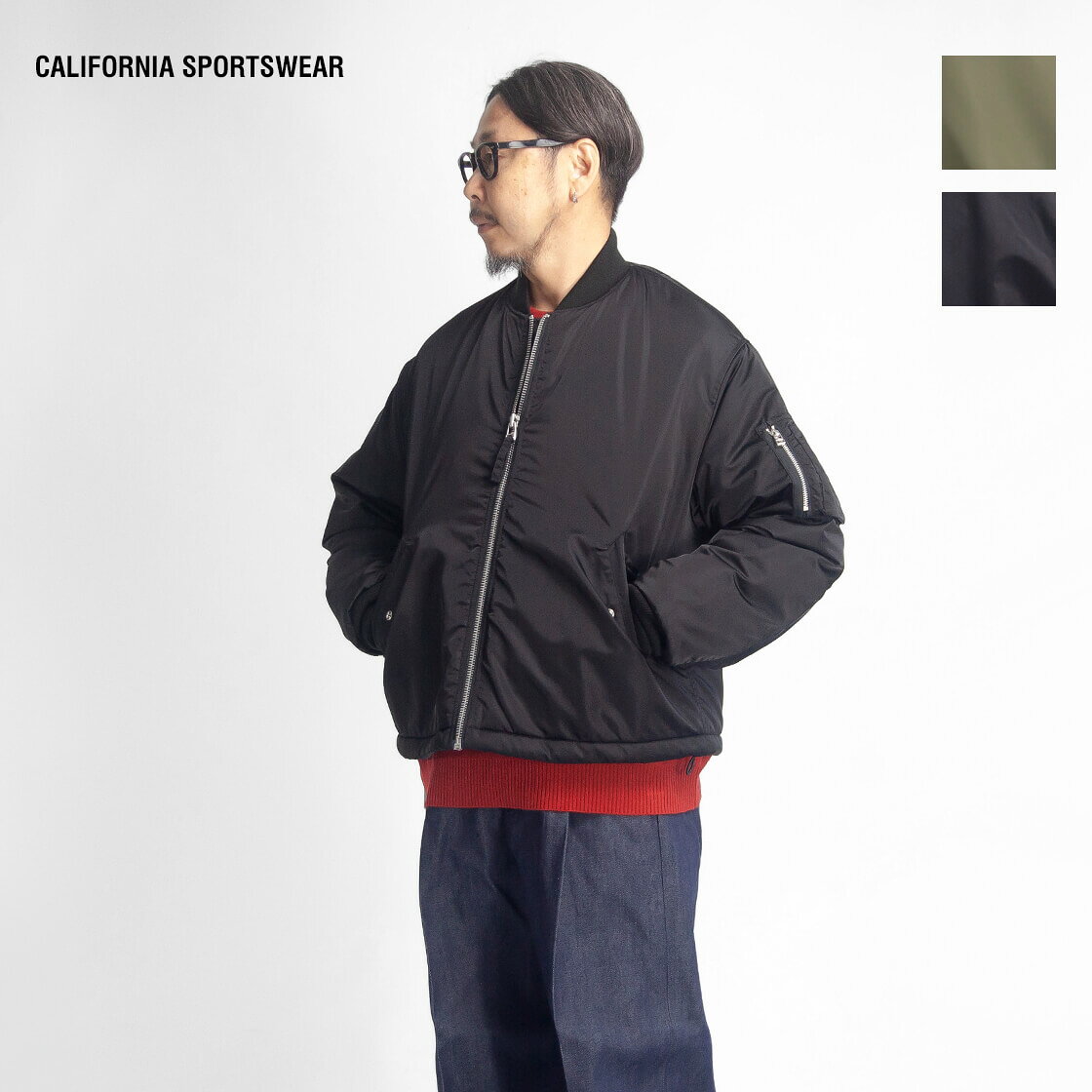 CALIFORNIA SPORTSWEAR カリフォルニアスポーツウェア 裾リブなし MA-1 中綿フライトジャケット メンズ