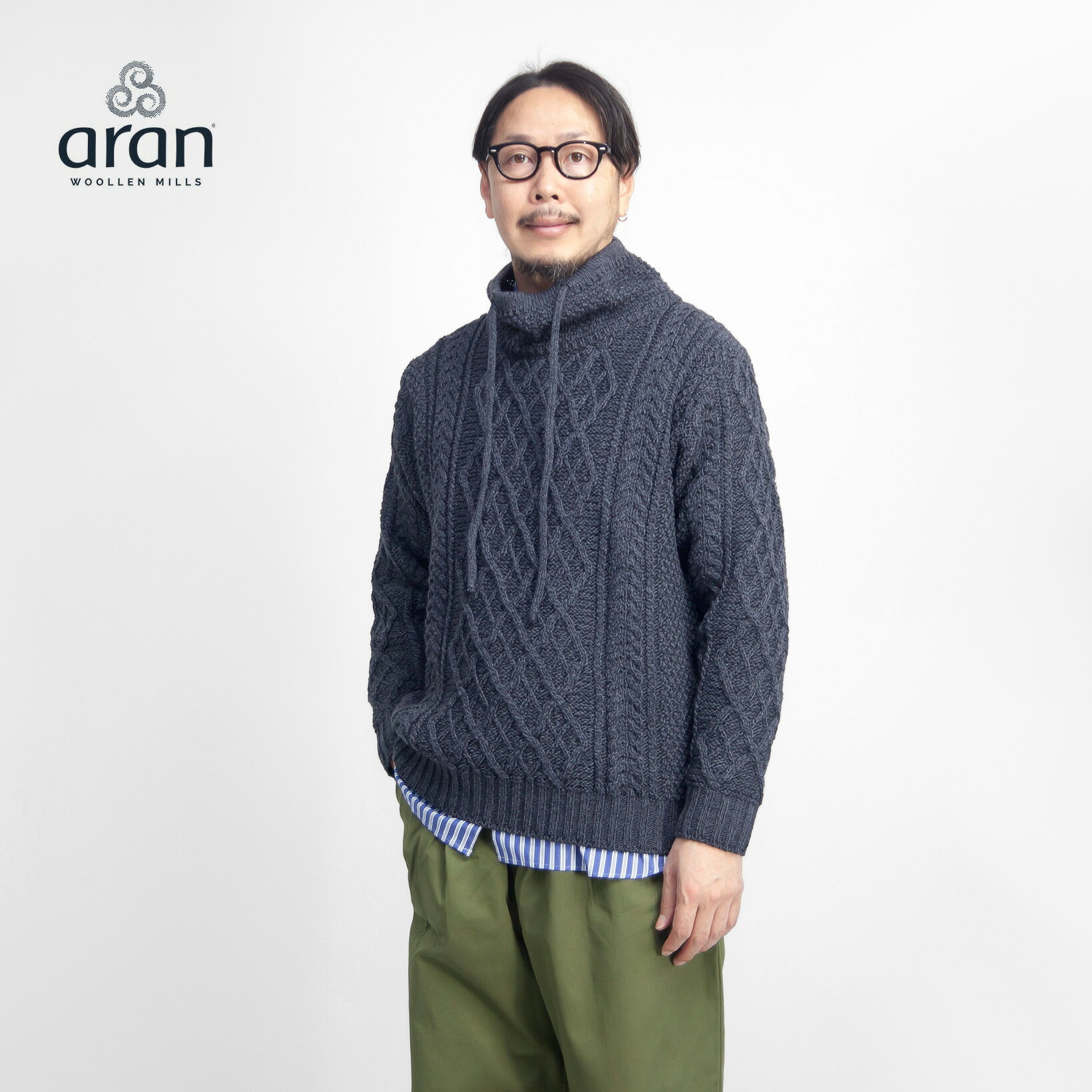 楽天MARC ARROWS楽天市場店【バーゲン価格】Aran Woollen Mills アランウーレンミルズ メリノウール100％ カウルネックアランニット メンズ