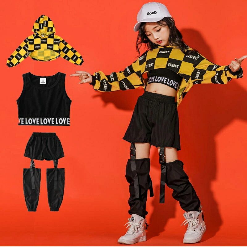 【送料無料】キッズ ダンス衣装 ヒップホップ HIPHOP 子供 ピンク ホワイト トップス 長袖 ロングパンツ セットアップ 女の子 JAZZ DANCE ジ...
