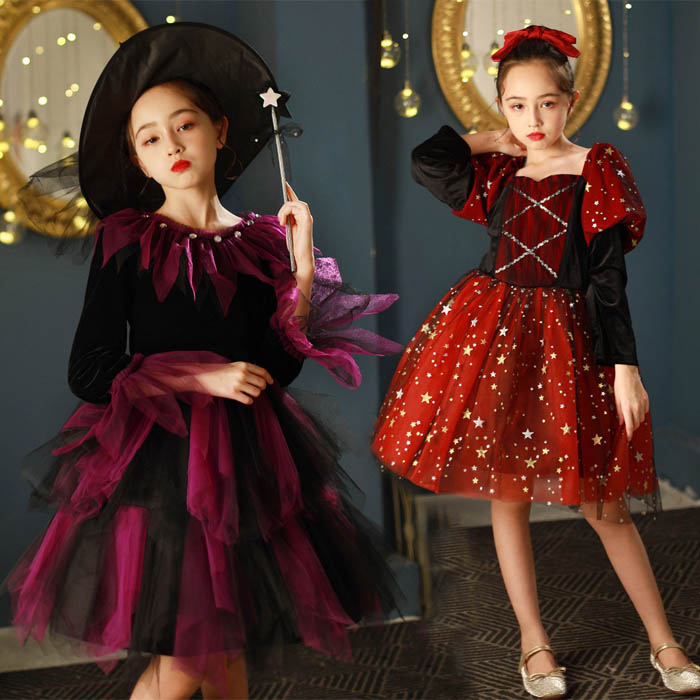 送料無料 女の子 ハロウィン コスプレ 衣装 ワンピース 子供服 3点セットキッズ 魔女 妖精 精霊 魔法使い ドレス ハロウィン コスチューム プレゼント パ...