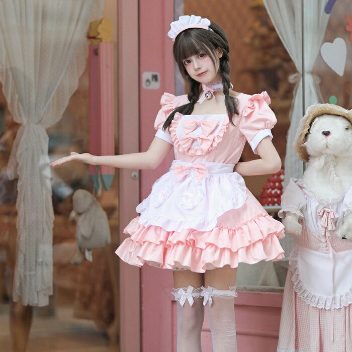 送料無料 メイド服 ロリータ ワンピース レディース Lolita ハロウィン コスプレ 衣装 アニメ コスチューム メイド セット ハロウィン衣装 cospl...