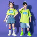 【2点セット】キッズダンス ダンス衣装 ジーンズ デニムスカート セットアップ ヒップホップ チュール ヘソ出し 女の子 セットアップ