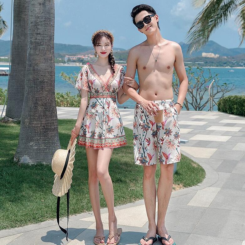 レディース/メンズ 水着 体型カバー 2点セット ミズギ 韓国風 お揃い 女性 ビキニ カップル水着 オシャレ ワイヤーあり 小胸 みずぎ 大人 パッド付き ペア水着 サーフパンツ タンキニ ビーチウェア ママ 20代30代 M/L/XL/2XL/3XL/4XL