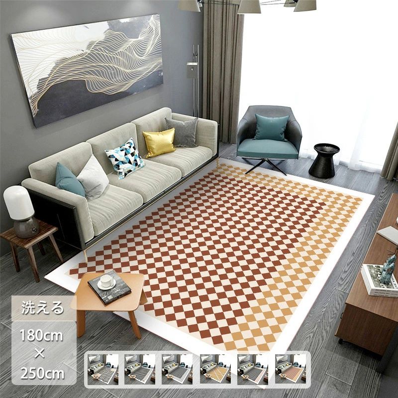 商品名 カーペット 素材 ポリエステル100% サイズ 80×160cm 120×200cm 140×200cm 160×200cm 160×230cm 180×250cm 180×280cm 200×300cm 商品説明 【安全性＆耐久性】抗菌加工があり、カビ&虫に対する抵抗性を持ちます。肌触りが柔らかい、皮膚との直接接触も安全です。ラグマットは高品質の素材を使用しており、手抜けがない耐久性で、高級感が溢れています。 【滑り止め】裏面には高密度の小さな丸模様に施された、この形が強力な吸着力を発揮して、床にピタッと吸着するんですので、小さなお子様やペットがいるご家庭でもご使用になりやすくなっております。 【簡単に掃除】掃除機サポートします。毛足がないのでゴミが絡みにくく、掃除機での掃除が簡単に行えます。いつでも清潔、快適にお使いいただけます。 【適用場所】部屋、床暖房、寝室、バスルーム、玄関、書斎、洗面所、お風呂、台所、会議室、キッチン、リビングルーム、スタディルーム、ホ ール、ダイニングルーム、廊下などで最適しています。 注意事項 ※生産時期によって厚さや色味が若干異なる場合がございます。 ※商品到着する時の折りシワは時間が経つと徐々になくなります。 ※色合いはモニター環境により若干の誤差が出ます。 ※開封する時の匂いが気になる場合は風通しのいい場所で陰干ししてください。 ※マットに飛び乗ると、すべる場合があり大変危険です。十分にご注意ください。 ※サイズ表記は手作業にて行っておりますので、 実物と若干の誤差が生じる場合があります。