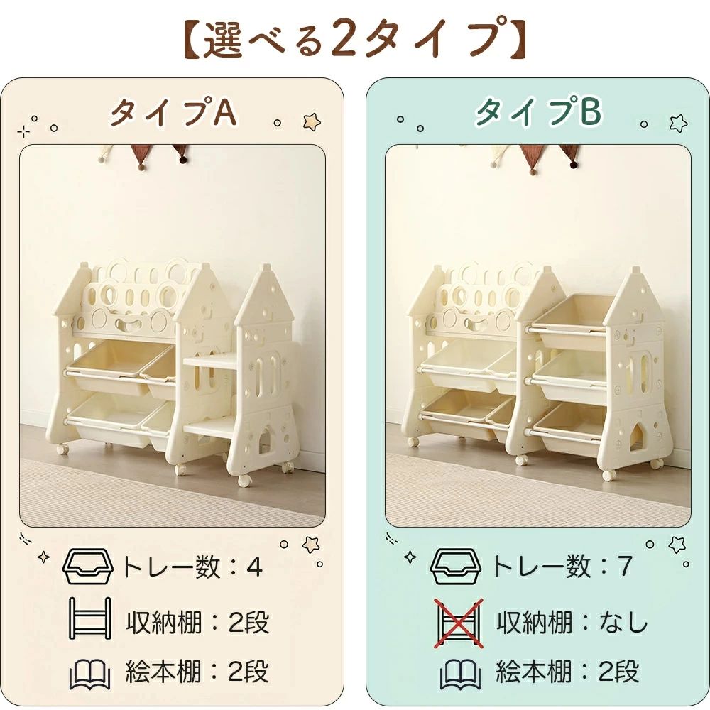 おもちゃ箱 3段 キャスター付き 絵本棚 ラック おもちゃ収納 インナーボックス付 大容量 収納 子供用 絵本 おもちゃ収納棚 収納ラック [3]