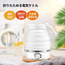 海外対応 折りたたみケトル 電気ケトル 0.6L 持ち運びケトル 持ち運び キャンプ アウトドア シリコ