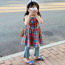 ファッション 【送料無料】サンワンピース キッズ ワンピ 可愛い 子供服 サスペンダー ワンピース 【 ベビー キッズ ジュニア ガールズ 学生 女の子 ジーンズ パンツ 】チェック 半袖 ダンス 韓国子供服 夏 夏服 夏物 ワンピース 80 90 100 110 120 130 140 cm