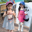 【送料無料】夏 夏服 可愛い 子供服 キッズ 女の子 ワンピース タンクトップ ワンピース 子供服 膝丈 タンクトップ 女の子ワンピ ガールズ プリント ロゴ ジュニア 韓国子供服 夏服 90cm 100cm 110cm 120cm 130cm 140cm 女の子ワンピース