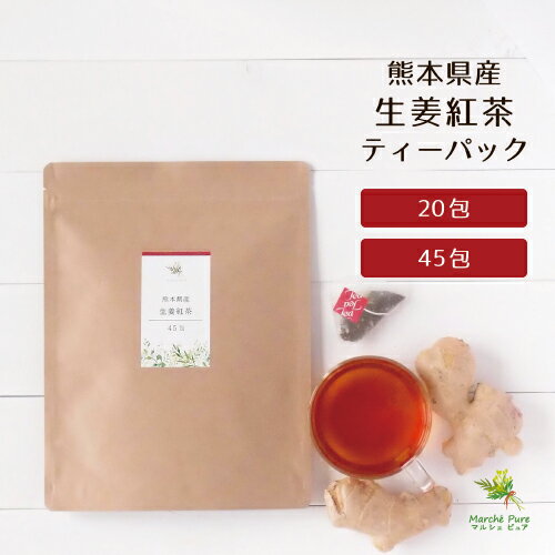 生姜紅茶 国産 ティーパック 熊本県産 2g×20包/45包［しょうが紅茶 国産 ティーバッグ ジンジャーティー 紅茶国産 紅茶 和紅茶 しょうが べにふうき紅茶 無添加 無着色 無香料］