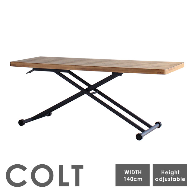 昇降テーブル リフトテーブル リフティングテーブル 天然木 パイン材 幅140 コンパクト リビングテーブル シンプル 北欧 ヴィンテージ モダン 昇降式 木製 折りたたみテーブル CLT COLT コルト 送料無料 コルト140リフトテーブル
