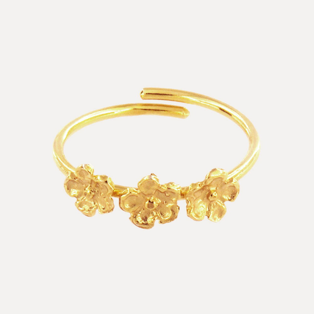 MESH フラワーズリング フリーサイズ シルバー925 18Kゴールドコート Gold Ring 指輪 調節可能 ギフトBOX入り ジュエリークロス付き ハン...
