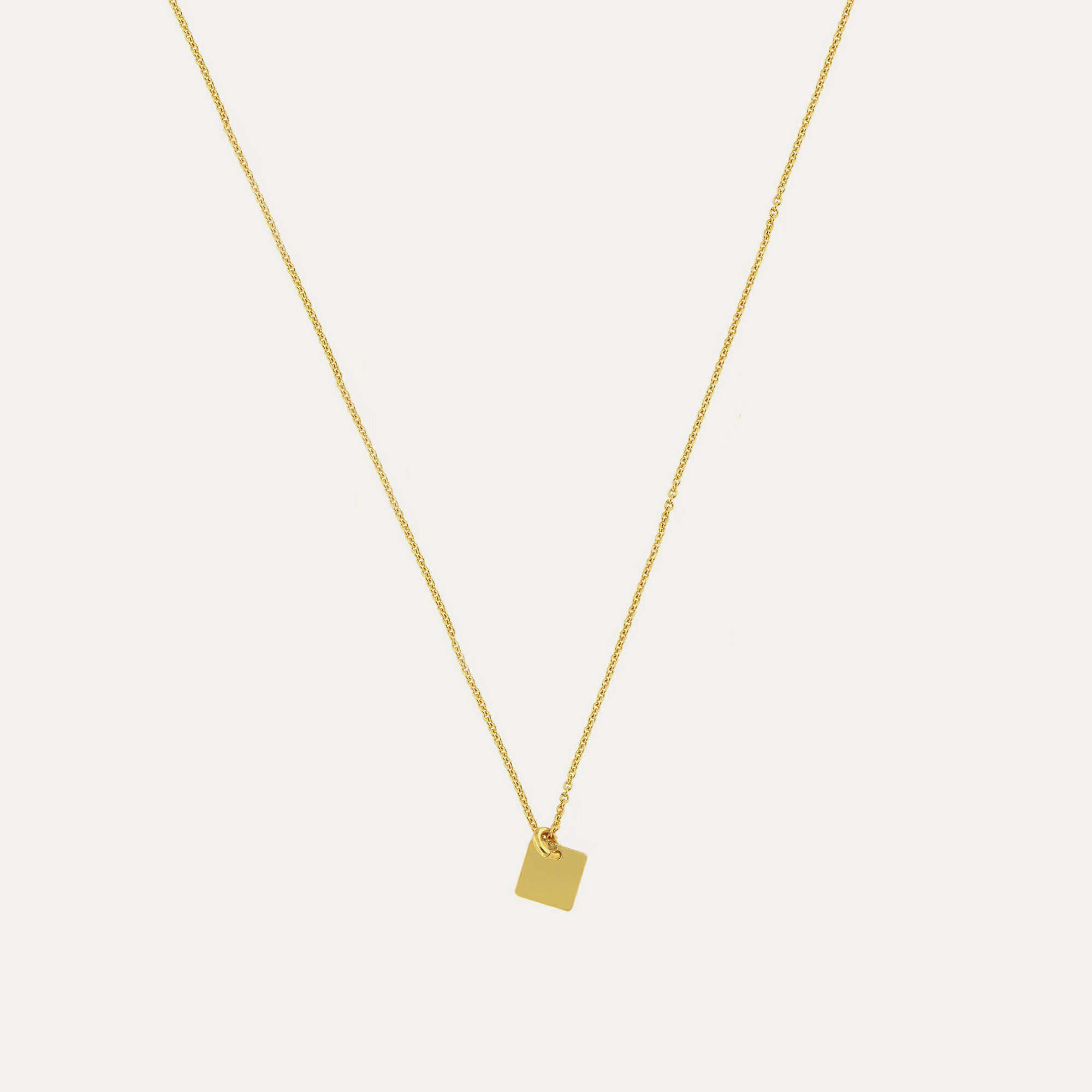 Rakuten - MESH シンプルスクエアペンダント 43cm シルバー925 18Kゴールドコート Gold Necklace ギフトBOX入り ジュエリークロス付き ハンドメイド ポルトガル直輸入 COL00P1