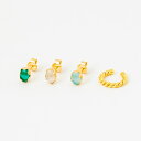 MESH スペクトラムセット(イヤーカフ1点・ピアス3点) シルバー925 18Kゴールドコート Gold Earrings ギフトBOX入り ジュエリークロス付き ハンドメイド ポルトガル直輸入 SET09