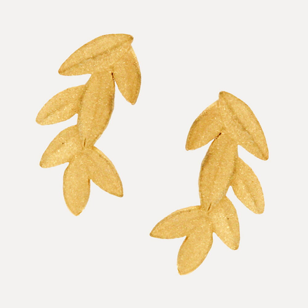 Rakuten - MESH 3Dリーフピアス シルバー925 18Kゴールドコート Gold Earrings ギフトBOX入り ジュエリークロス付き ハンドメイド ポルトガル直輸入 BRI00233D