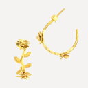 MESH フラワーブランチフープピアス シルバー925 18Kゴールドコート Gold Earrings ギフトBOX入り ジュエリークロス付き ハンドメイド ...