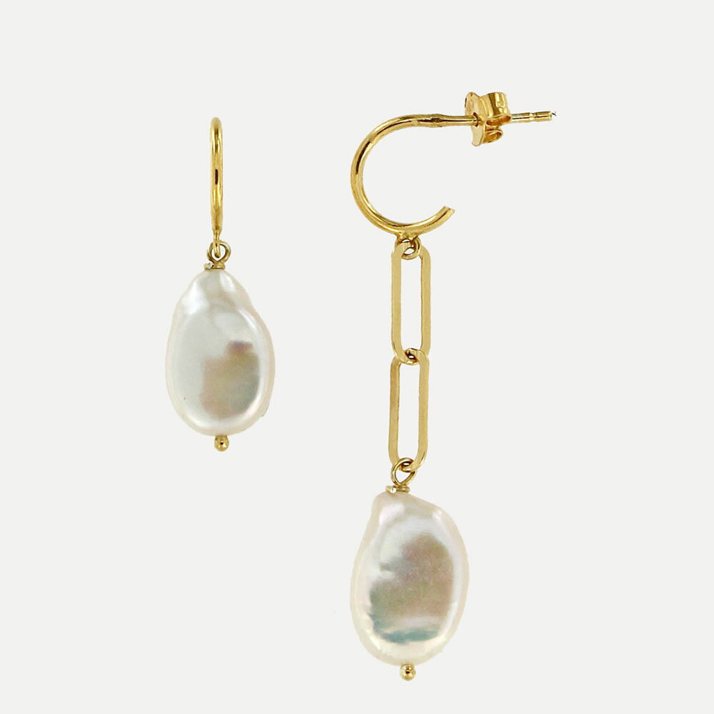 Rakuten - MESH パナマパールピアス シルバー925 18Kゴールドコート Gold Earrings ギフトBOX入り ジュエリークロス付き ハンドメイド ポルトガル直輸入 ARG339