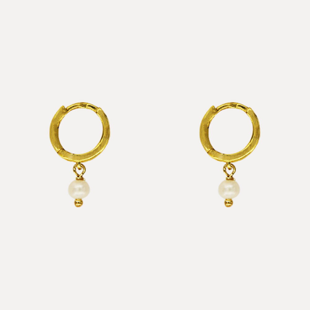 Rakuten - MESH パール・フープピアス シルバー925 18Kゴールドコート Gold Earrings ギフトBOX入り ジュエリークロス付き ハンドメイド ポルトガル直輸入 ARG340