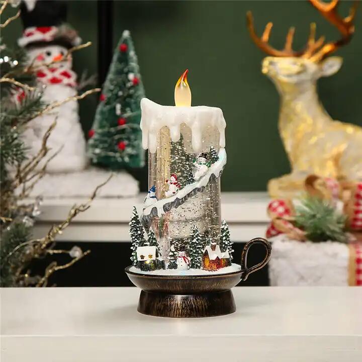 キャンドルランタンライト 電子オルゴール(クリスマスソング8曲) 置物 飾り LED 電池・USB電源 スノードーム ギフト 贈り物 WDL-21020 キャンドルの周りをスノーマンが滑っている可愛らしいデザインが人気のスノーランタンです。...