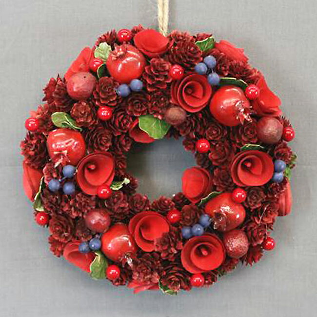 クリスマスリース ナチュラルデコレーションリース(レッド) 24cm ナチュラル 玄関ドア おしゃれ インテリア 壁掛け ギフト プレゼント Christmas Natural Decoration Wreath Red DA38958-24