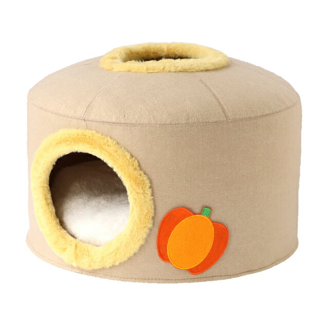 Rakuten - 猫ベッド キャットハウス 小型犬 ニャンともデザートパイ パンプキン ペッツルート 冬用 暖かい ドーム型 2WAY ペットソファ