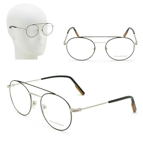 乐天商城 - ゼニア フレームのみ ZEGNA EZ5162/V 005 53 Ermenegildo Zegna エルメネジルド・ゼニア メガネ 眼鏡 ブラック シルバー キャメル