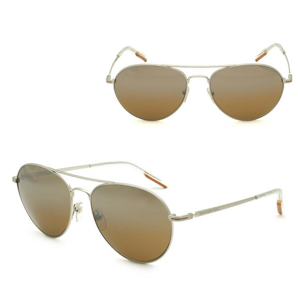 乐天商城 - ゼニア サングラス ZEGNA EZ0175/S 16G 60 Ermenegildo Zegna エルメネジルド・ゼニア サングラス ノーズパッド シルバー ブラウン