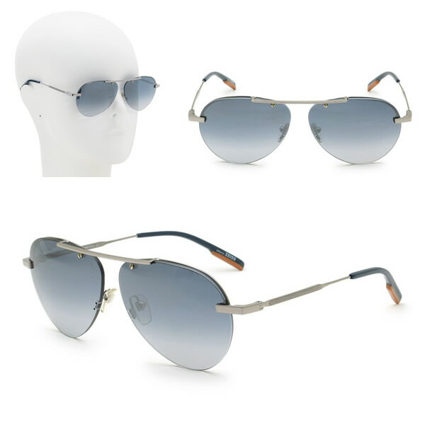 乐天商城 - ゼニア サングラス ZEGNA EZ0117/S 14X 61 Ermenegildo Zegna エルメネジルド・ゼニア シルバー ネイビーグラデーション ノーズパッド UVカット