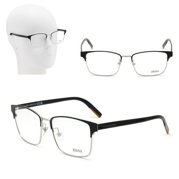 Rakuten - ゼニア フレームのみ ZEGNA EZ5212-D/V 001 56 Ermenegildo Zegna エルメネジルド・ゼニア マットブラック シルバー メガネ 眼鏡 ノーズパッド