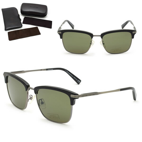 ゼニア サングラス ZEGNA EZ0092-D/D 01N 55 Ermenegildo Zegna エルメネジルド・ゼニア サングラス ノーズパッド UVカット ブラック ガンメタル カーキグリーン