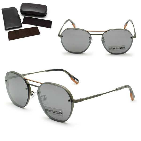 乐天商城 - ゼニア サングラス ZEGNA EZ0105-F/S 08C 57 Ermenegildo Zegna エルメネジルド・ゼニア サングラス ノーズパッド UVカット マットブロンズ グレー
