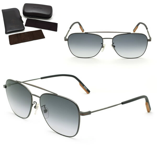 ゼニア サングラス ZEGNA EZ0145-D/S 08B 61 Ermenegildo Zegna エルメネジルド・ゼニア サングラス ノーズパッド UVカット ガンメタル グレーグラデーション