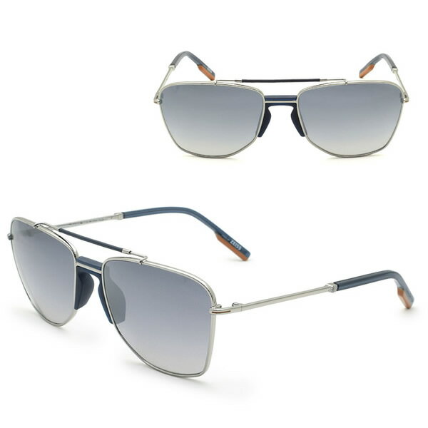 Rakuten - ゼニア サングラス ZEGNA EZ0130/S 14X 58 Ermenegildo Zegna エルメネジルド・ゼニア ノーズパッド UVカット シルバー ブルーグレーグラデーション