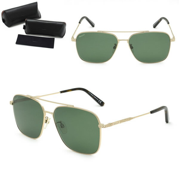 乐天商城 - バリー サングラス BALLY BY0037-D/S 28N 60 サングラス ノーズパッド UVカット メンズ ゴールド グリーン