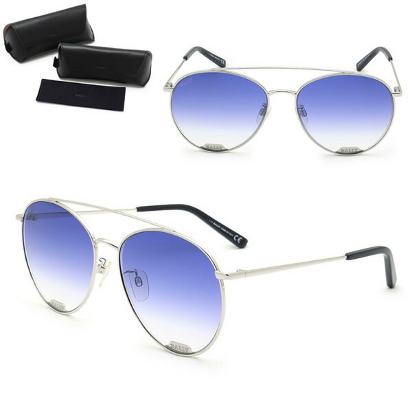 乐天商城 - バリー サングラス BALLY BY0016-D/S 18W 60 サングラス ノーズパッド UVカット レディース シルバー パープルグラデーション