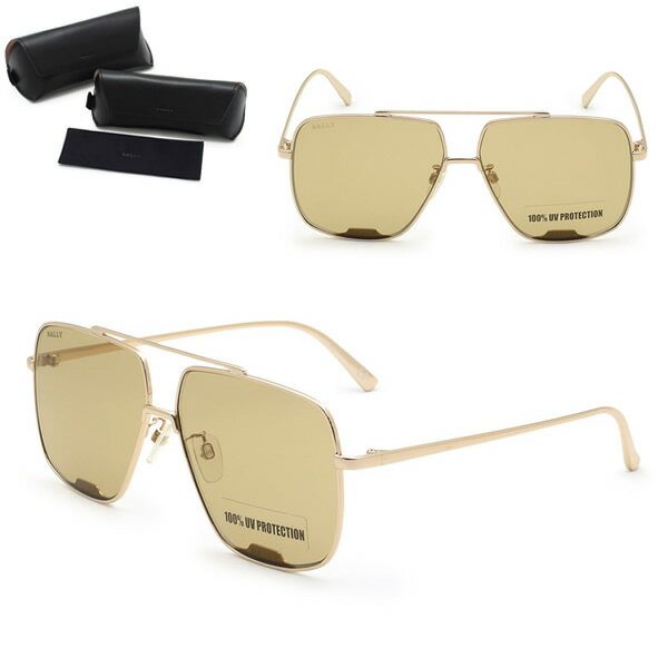 Rakuten - バリー サングラス BALLY BY0017-D/S 28E 60 サングラス ノーズパッド UVカット メンズ レディース ユニセックス ゴールド ブラウン