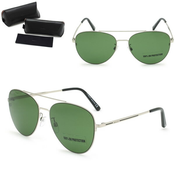 Rakuten - バリー サングラス BALLY BY0080-D/S 16N 60 サングラス ノーズパッド UVカット メンズ シルバー グリーン