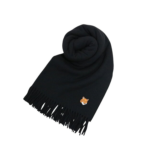 乐天商城 - メゾンキツネ MAISON KITSUNE FOX HEAD SCARF マフラー ストール PM06201WB0044-P199 BLACK P199 ブラック