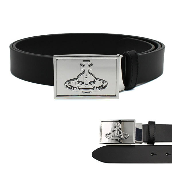 ヴィヴィアンウエストウッド Vivienne Westwood ベルト 82010047-L0022-N401 BELTS LINE ORB SQUARE BUCKLE メンズ シルバー ブラック