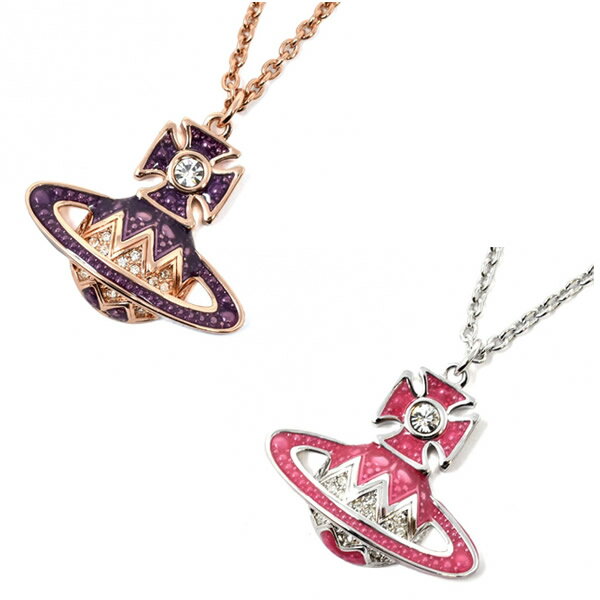 ヴィヴィアンウエストウッド ネックレス Vivienne Westwood 63020192 CN ARETHA BAS RELIEF PENDANT ピンクゴールド パープル シルバー ピンク