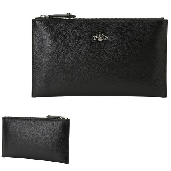 ヴィヴィアンウエストウッド Vivienne Westwood クラッチバッグ 52030003U S000D N403 ジップポーチ ブラック RE-VEGAN GRAIN PURSE WITH ZIP CLUTCH