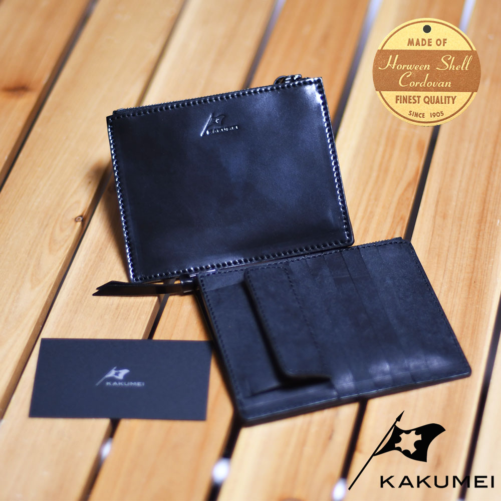 コードバン 財布（メンズ） ホーウィンシェルコードバンPETANCA ペタンカ 極薄財布 KAKUMEI カクメイ Horween Shell Cordovan メンズ 紳士用 男性用 本革財布 馬革 レザー プエブロ ブラック ミニ財布 小さい財布 コンパクトウォレット 送料無料 日本製