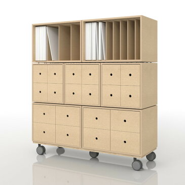 LPレコード・CD・DVDの収納 レコード棚 キャスター付き キャスター おしゃれ 大容量 インテリア 収納 収納家具 コミック 木製ラック(BLC-12-D2×1、BLC-12-D×1、BLC-08-TA×3、BLC-12-TA×2、BLC-24-BX×1)/床に置いて使う収納 奥行き深め:BLC組み合わせ例 /マルゲリータ