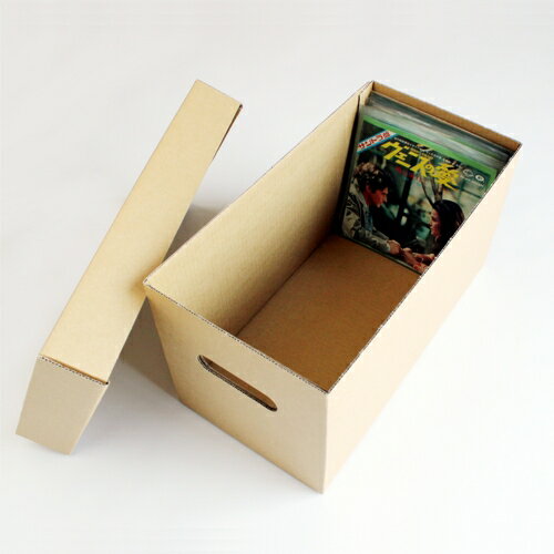 EPレコード段ボールボックス 蓋付き クラフト茶 2箱セット(EP用 7インチレコード ダンボールボックス 段ボールBOX ダンボールBOX 段ボール箱 ダンボ...