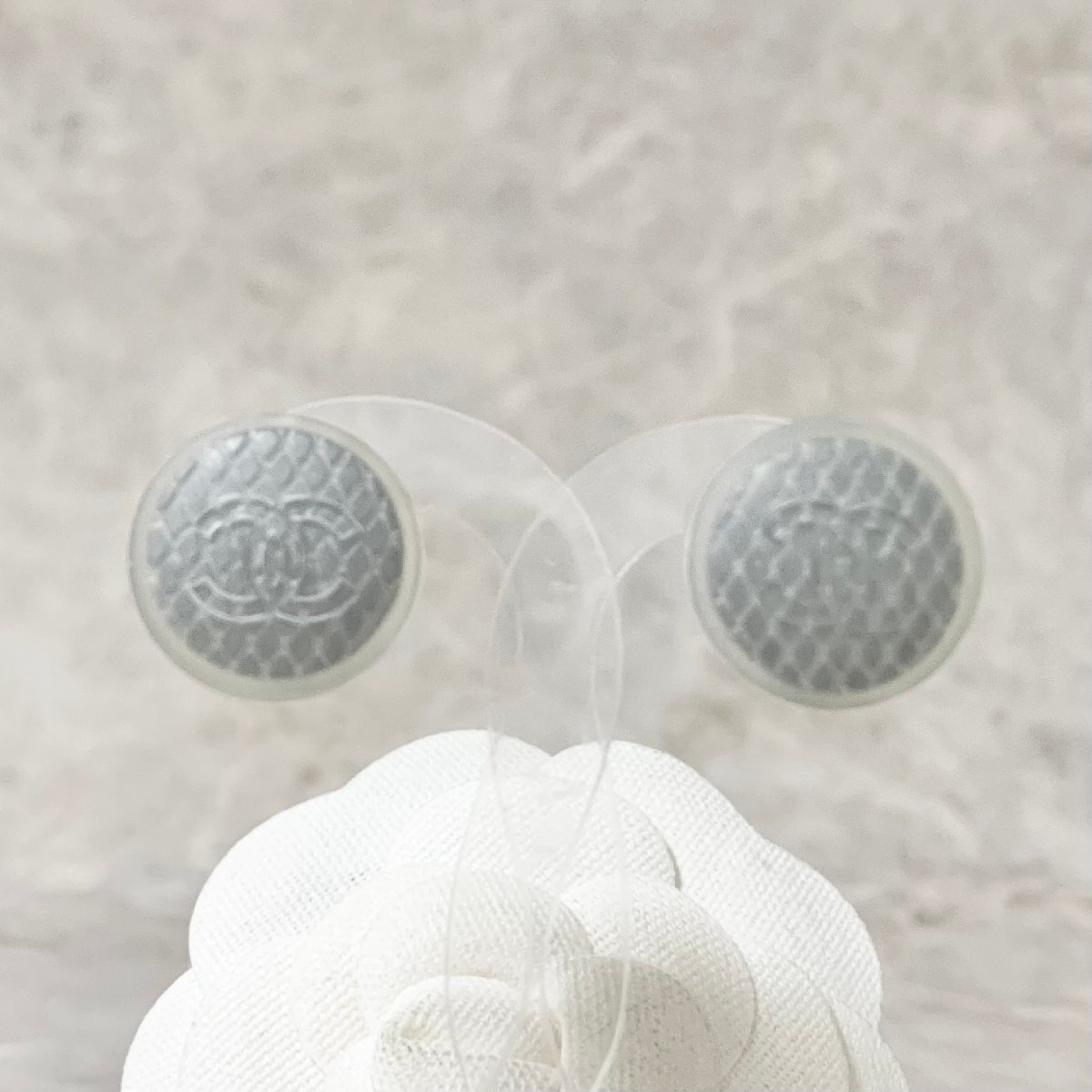 CHANEL シャネル イヤリング ココマーク マトラッセ 丸 ラバー シルバー 銀 ロゴ 【中古】